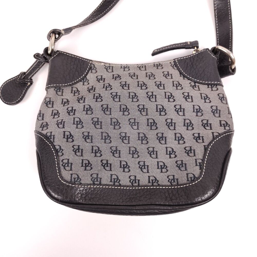 Vtg Dooney & Bourke Leather & Canvas All Weather Signature DB Logo W/ Charm Y2K - Picture 5 of 13